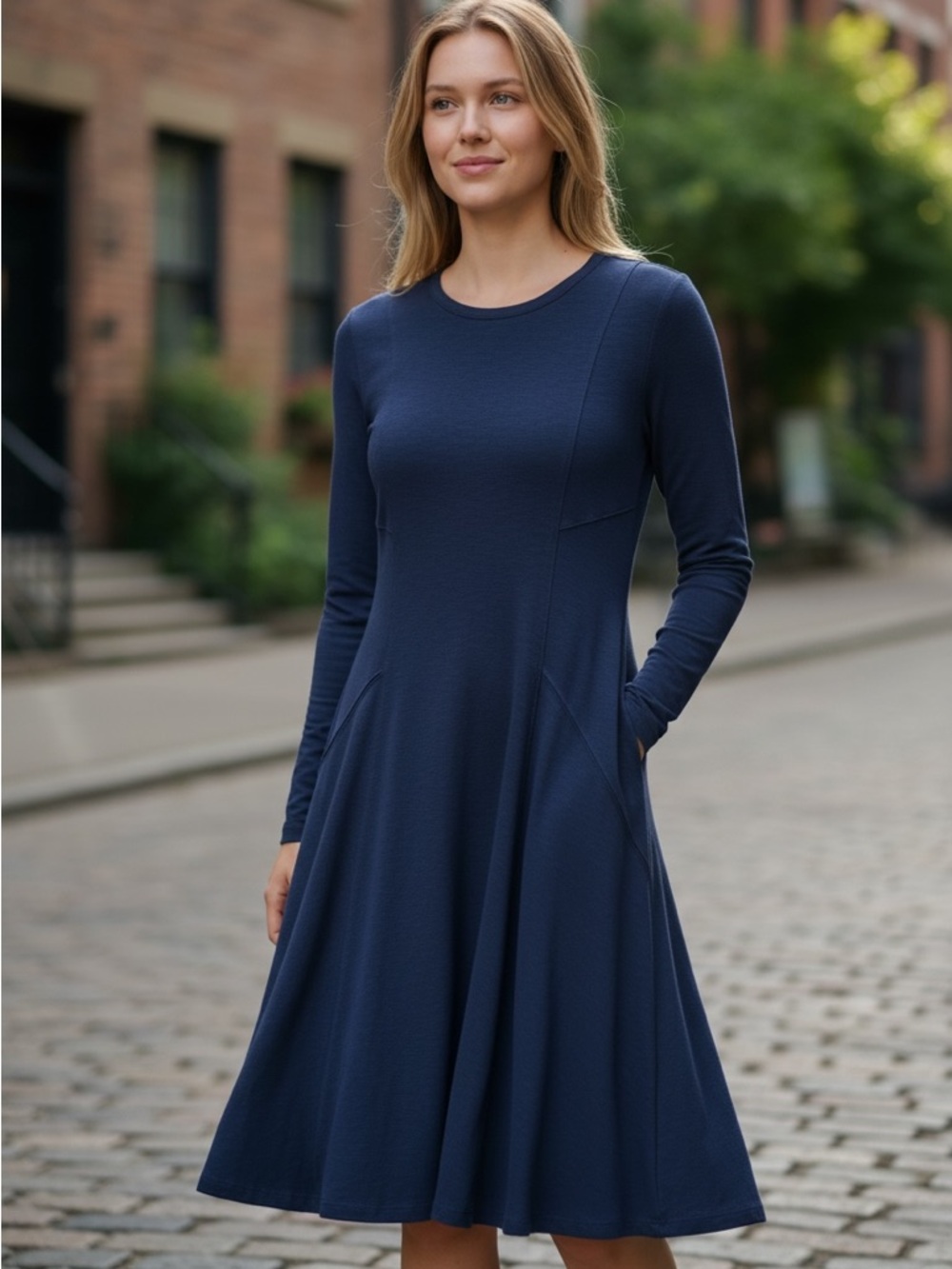 Aventura Midnight Blue Long Sleeve Dress
